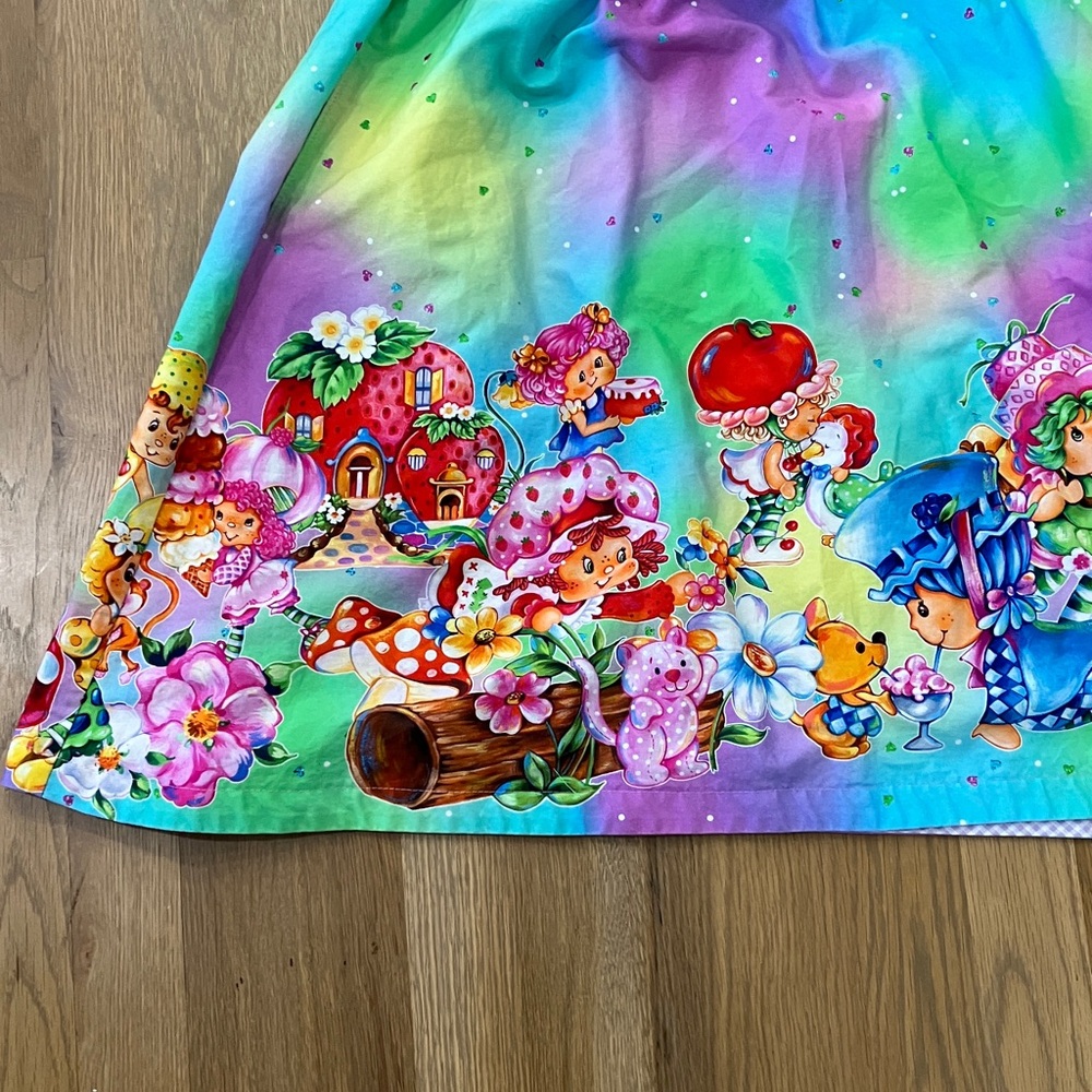 Strawberry Shortcake Cartoon Women’s Unique Handmade Rainbow Pocket Mini Skirt - Picture 3 of 8